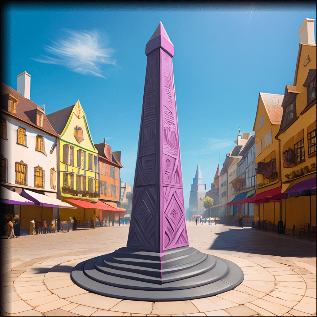 A big obelisk in the center of big street